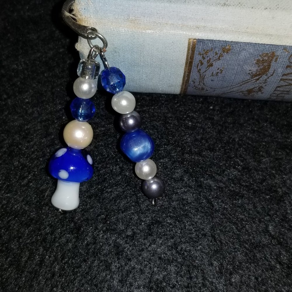 🦄3/$20 Blue Mushroom Bookmark Handmade OOAK